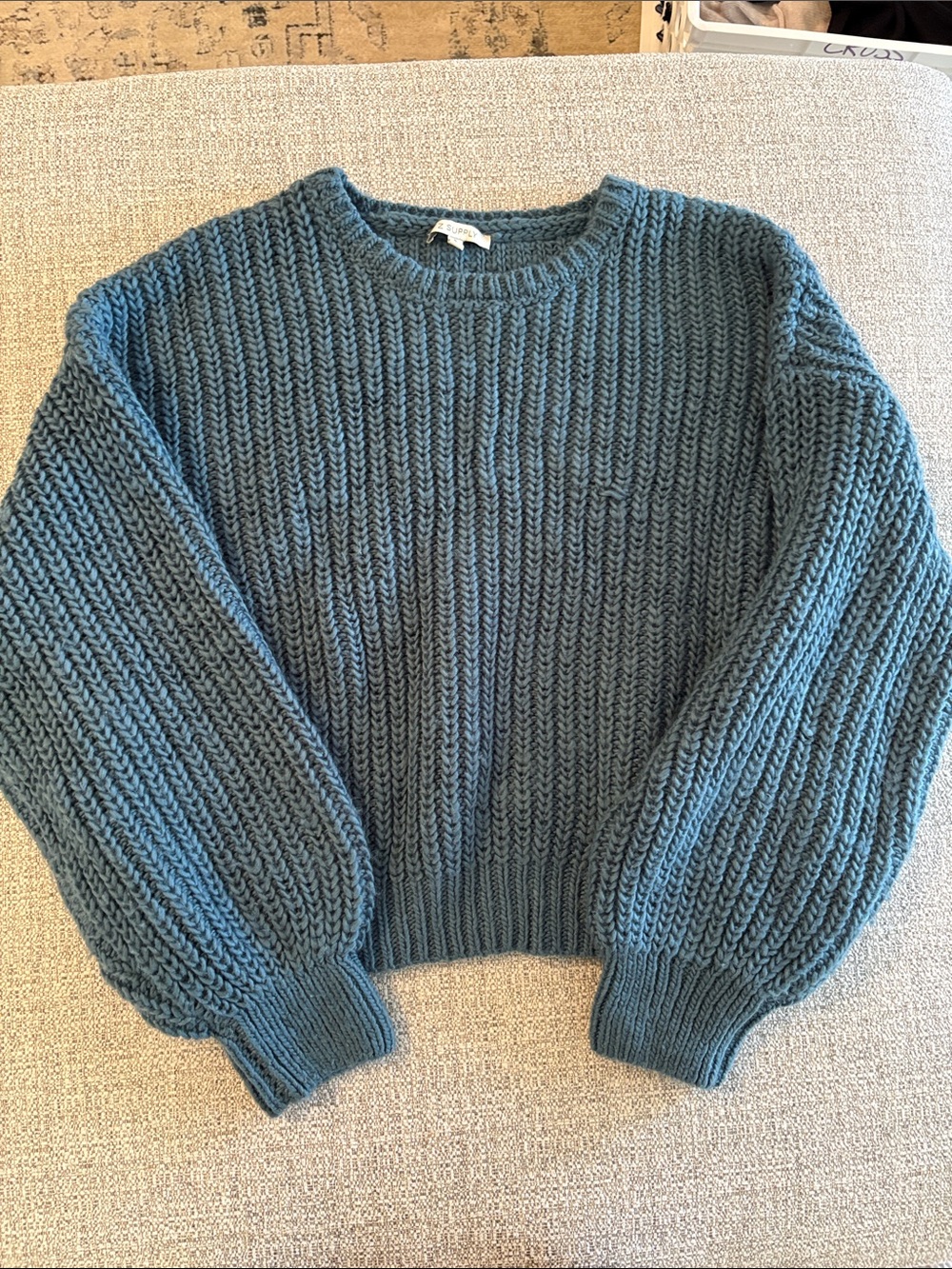 Z Supply Chunky Crewneck Sweater in Teal Blue